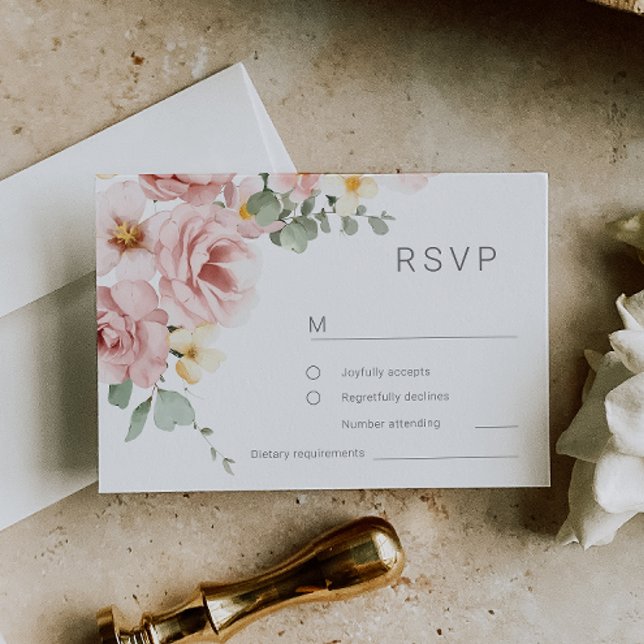 Watercolor Dusty Rose Wedding RSVP Card (Creator Uploaded)