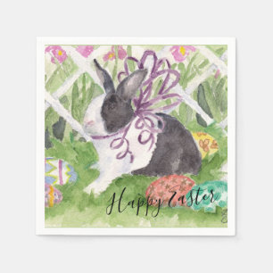 Watercolor Dutch Rabbit Easter Eggs Napkin