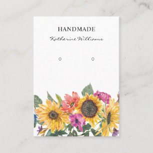 Watercolor Earring Display Sunflower Floral Business Card