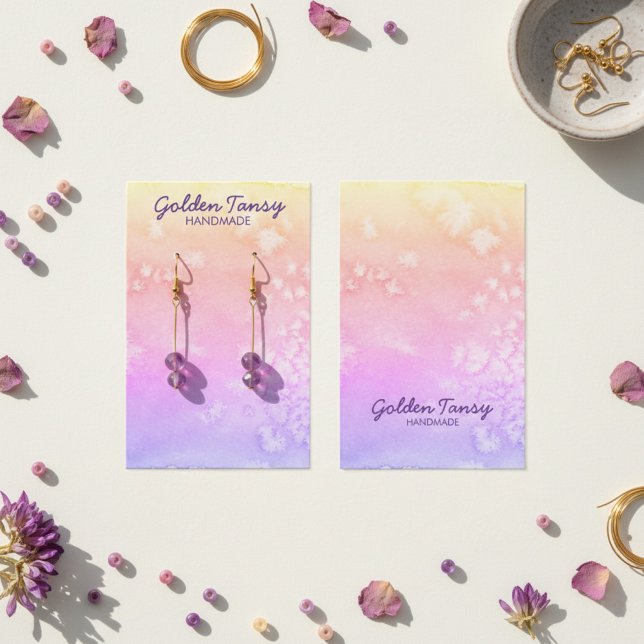 Watercolor Earring Necklace Jewellery Display Card (Watercolor Soft Sunset Earring Necklace Jewelry Display Card
)