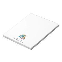 Watercolor Earth Books Apple | Monogram Teacher Notepad