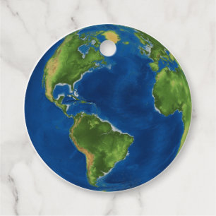 Watercolor Earth globe geography funny 3D illusion Favour Tags