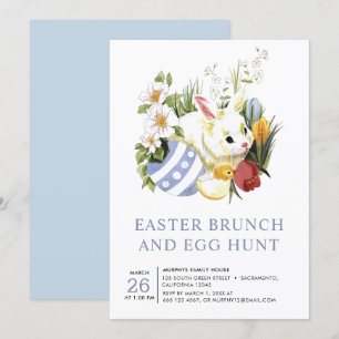 Watercolor Easter Brunch Egg Hunt Invitation