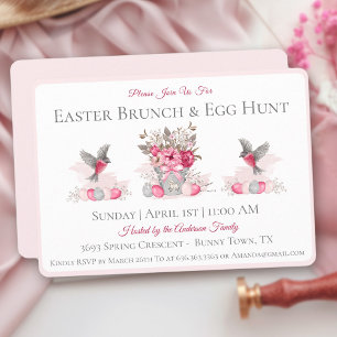 Watercolor Easter Brunch Egg Hunt Pink Invitation