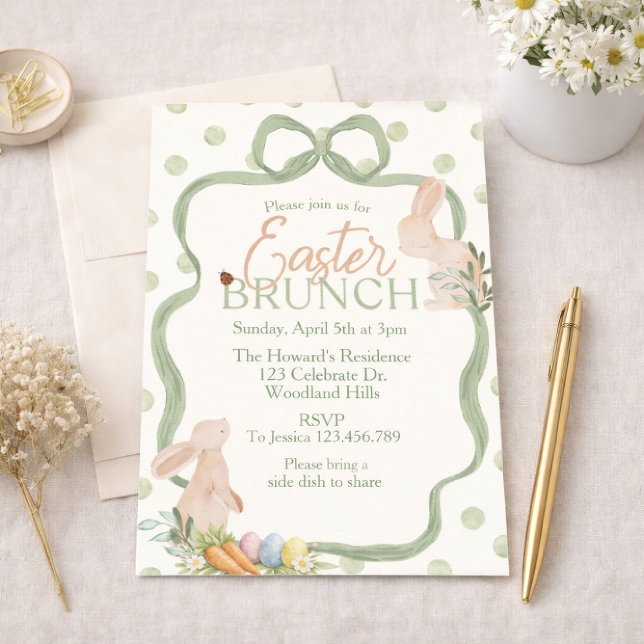 Watercolor Easter Brunch Invitation | Bunny & Gree (Créateur téléchargé)