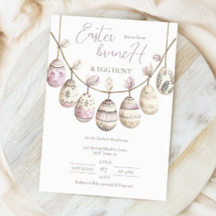 Watercolor Easter Brunch with Pysanky Egg Hunt Invitation