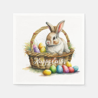 Watercolor Easter Bunny Elegant Art Paper Napkins