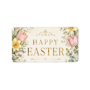 Watercolor Easter Bunny Greeting Card, Pastel  Label