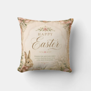 Watercolor Easter Bunny Greeting Card, Pastel  Throw Pillow
