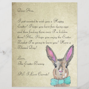 Watercolor Easter Bunny Letter for your Kids
