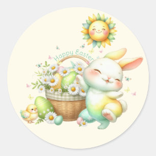 Watercolor Easter Bunny Personalized Classic Round Sticker
