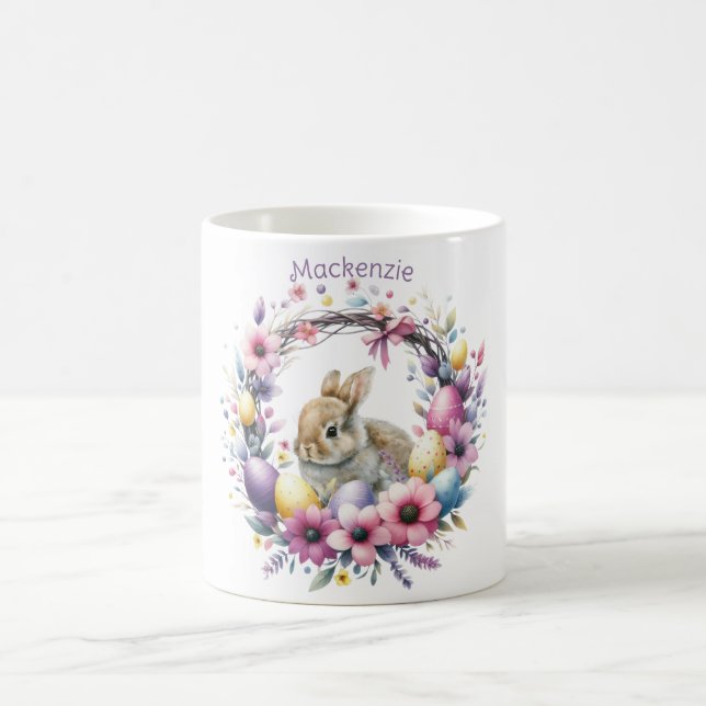 Watercolor Easter Bunny Personalized Coffee Mug (Center)