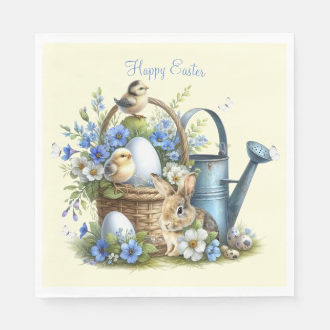 Watercolor Easter Bunny Personalized Napkin (Front)