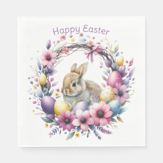 Watercolor Easter Bunny Personalized Napkin (Front)