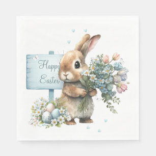 Watercolor Easter Bunny Personalized Napkin