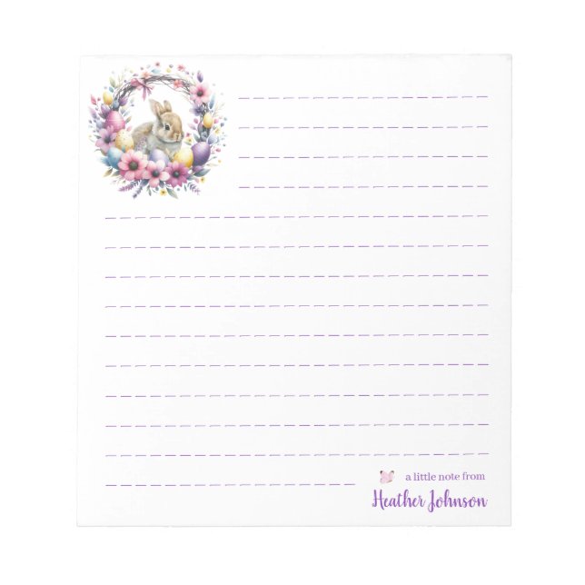 Watercolor Easter Bunny Personalized Notepad (Front)