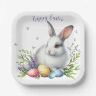 Watercolor Easter Bunny Personalized Paper Plate