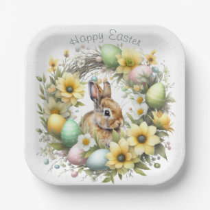 Watercolor Easter Bunny Personalized Paper Plate