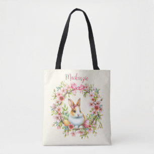 Watercolor Easter Bunny Personalized Tote Bag