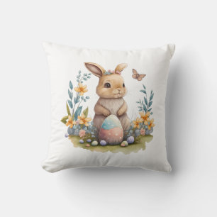 Watercolor Easter bunny pillow