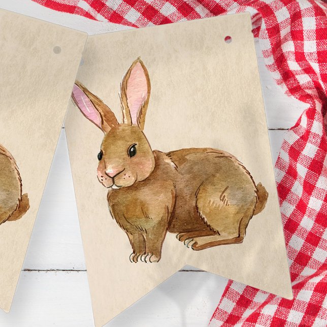 Watercolor Easter Bunny Rabbit. Bunting Flags (Creator Uploaded)