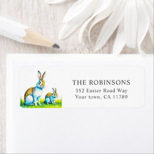 Watercolor Easter Bunny Return Address