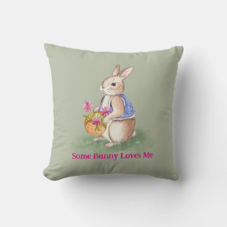 Watercolor Easter Bunny Throw Pillow