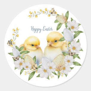 Watercolor Easter Chick Personalized Classic Round Sticker