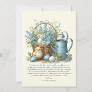 Watercolor Easter Chick Personalized Holiday Card