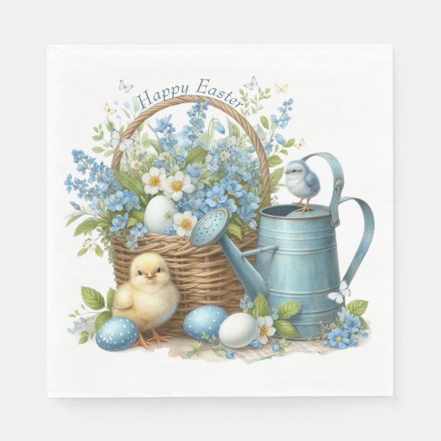 Watercolor Easter Chick Personalized Napkin (Front)