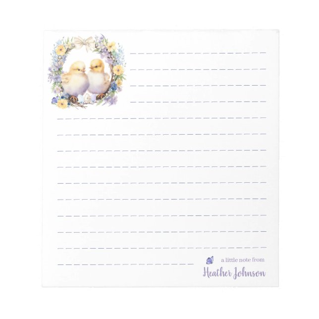Watercolor Easter Chick Personalized Notepad (Front)
