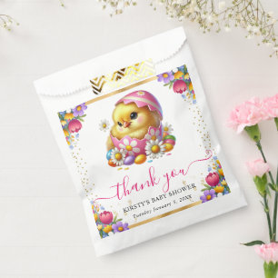 Watercolor Easter Chick Spring Flowers Baby Shower Favour Bag