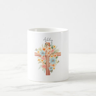 Watercolor Easter Cross Personalized Coffee Mug