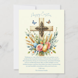 Watercolor Easter Cross Personalized Holiday Card