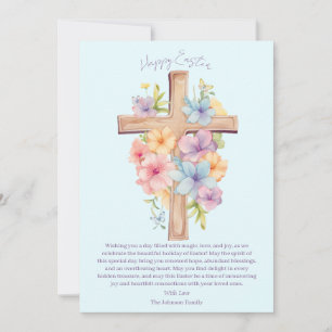 Watercolor Easter Cross Personalized Holiday Card