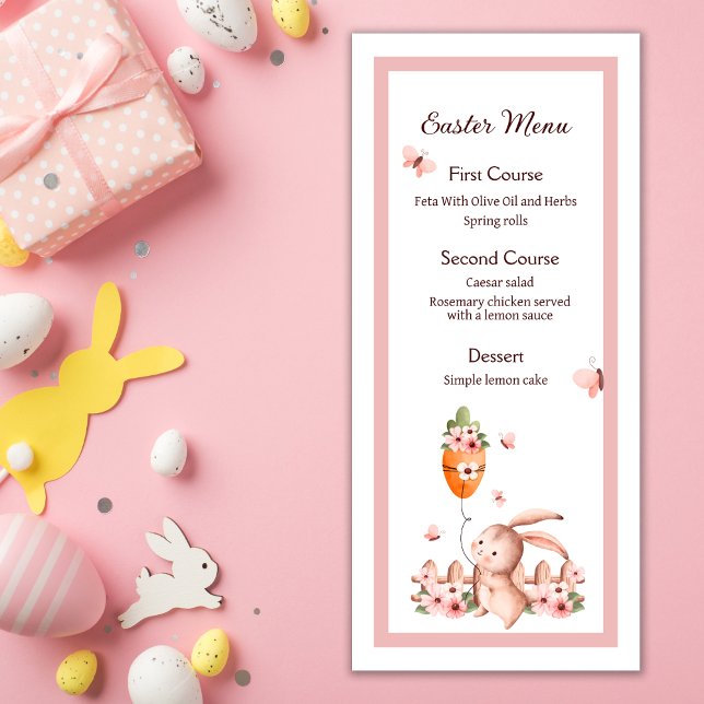 Watercolor Easter Cute Bunny with Balloon Menu (Creator Uploaded)