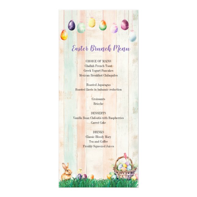 Watercolor Easter Egg Hunt Party Menu (Front)