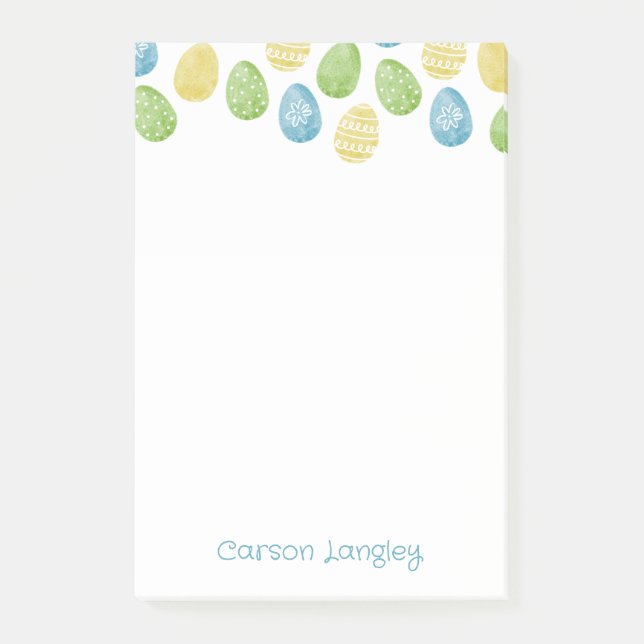 Watercolor Easter Egg Post-It Notes (Front)