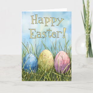Watercolor Easter Egg Trio Holiday Card
