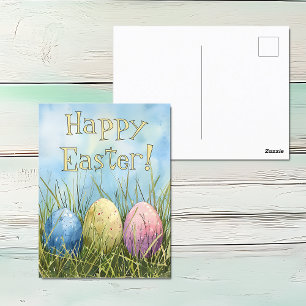 Watercolor Easter Egg Trio  Postcard
