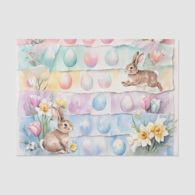 Watercolor Easter Eggs and Rabbits  Tissue Paper (Front)
