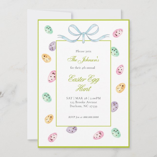 Watercolor Easter Eggs Easter Brunch Announcement (Front)