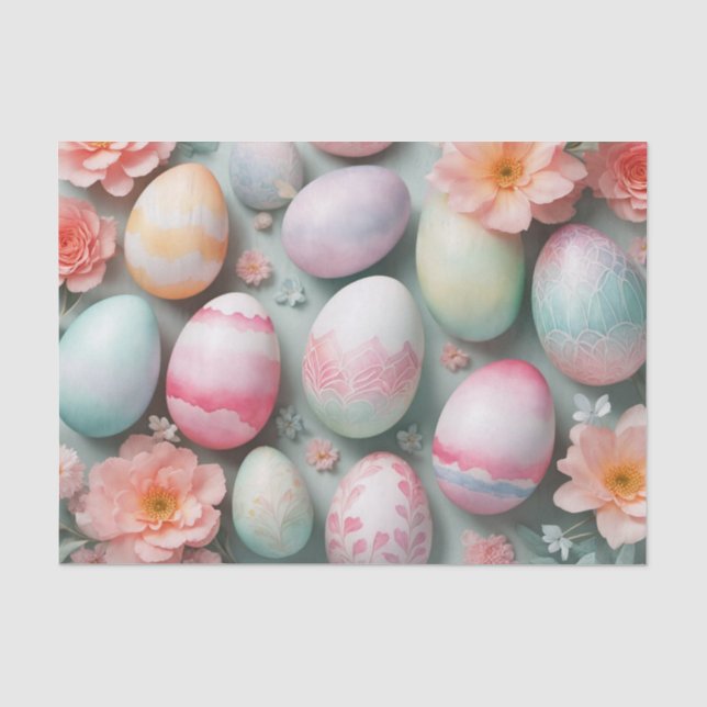 Watercolor Easter Eggs Spring Decoupage  Tissue Paper (Front)