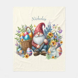 Watercolor Easter Gnome Personalized Fleece Blanket