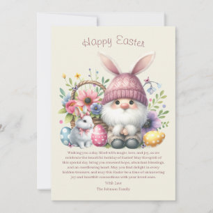 Watercolor Easter Gnome Personalized Holiday Card