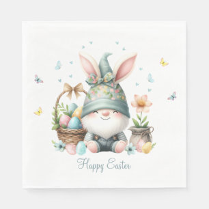 Watercolor Easter Gnome Personalized Napkin