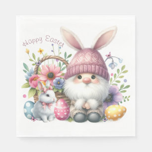 Watercolor Easter Gnome Personalized Napkin