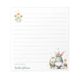Watercolor Easter Gnome Personalized Notepad