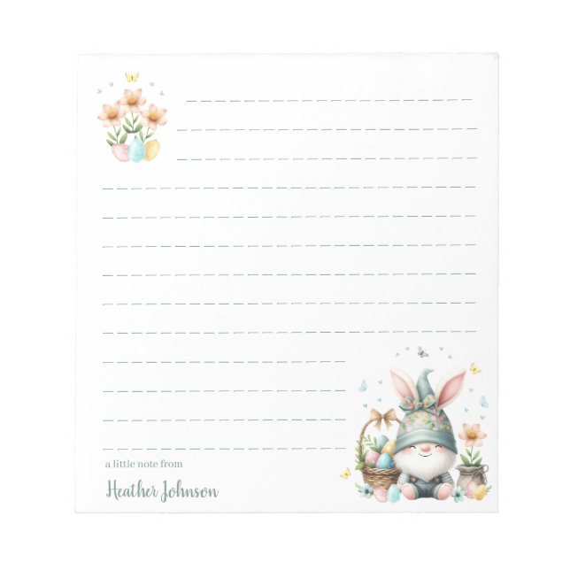 Watercolor Easter Gnome Personalized Notepad (Front)