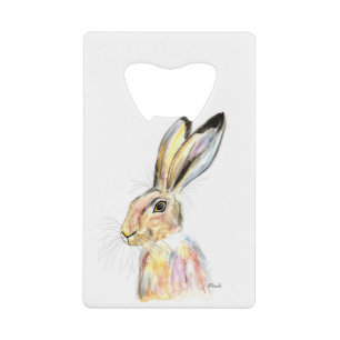 Watercolor Easter Hare Rabbit Bunny Cute Animals Credit Card Bottle Opener